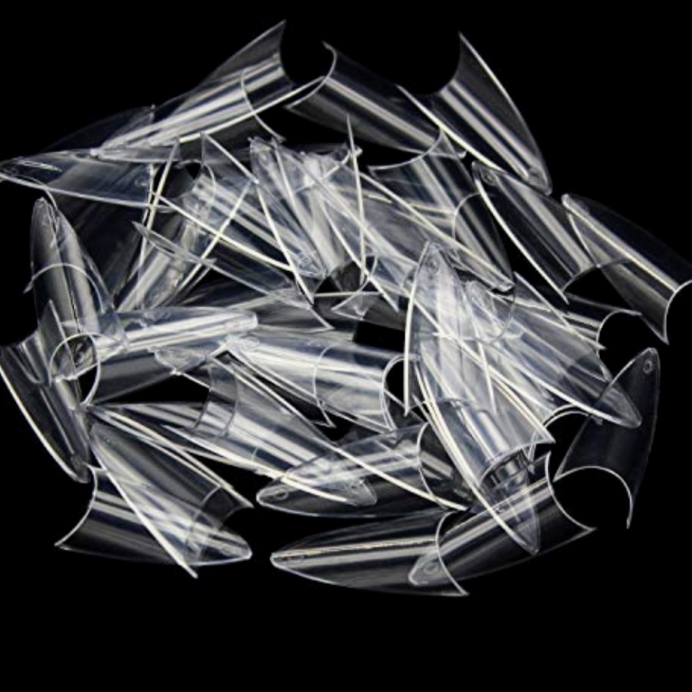 Long clear stiletto tips